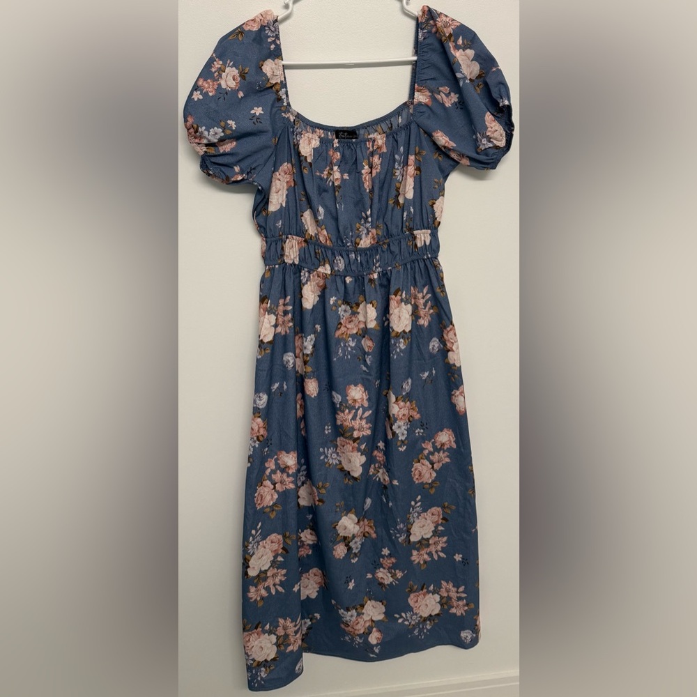 Streetwear Society Floral Women’s Maxi Dress in Blue and Pink